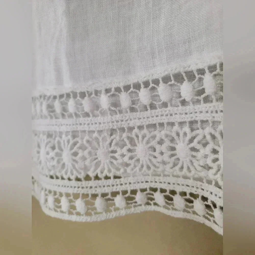 M | Sleeveless linen dress with crochet detailing, Size S - Picture 6 of 10